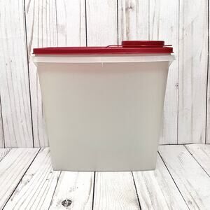 Tupperware Cereal Keeper Container Clear 469-14 Red 470-20 Flip Top Lid VTG